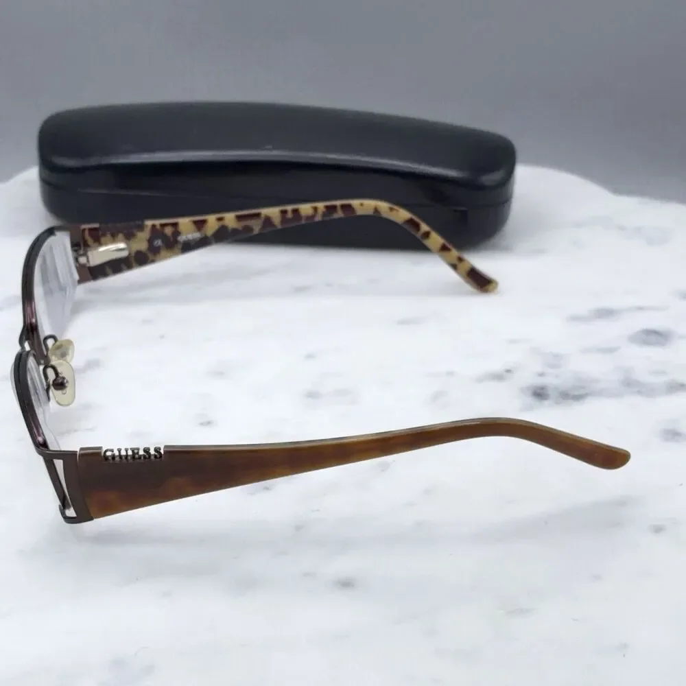 GUESS GU 1657 BRN Half Rim Brown Eyeglasses Frames Only with Case 51-17-135